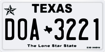 TX license plate DOA3221
