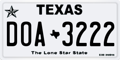 TX license plate DOA3222
