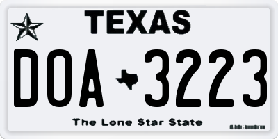 TX license plate DOA3223