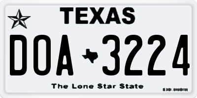 TX license plate DOA3224