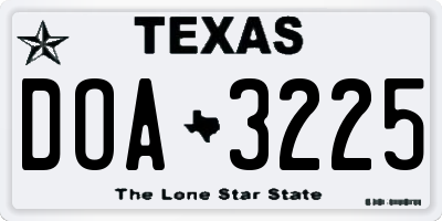 TX license plate DOA3225