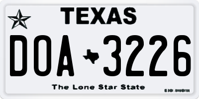 TX license plate DOA3226