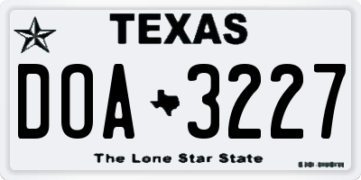 TX license plate DOA3227