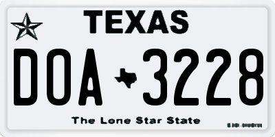 TX license plate DOA3228