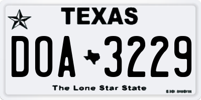 TX license plate DOA3229