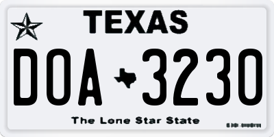 TX license plate DOA3230