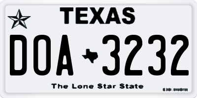 TX license plate DOA3232