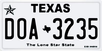 TX license plate DOA3235