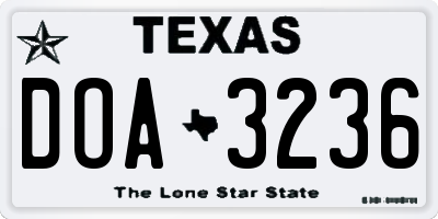 TX license plate DOA3236