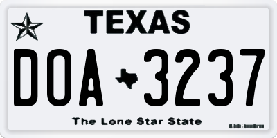 TX license plate DOA3237