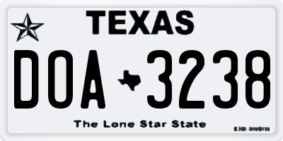 TX license plate DOA3238