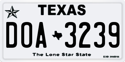 TX license plate DOA3239