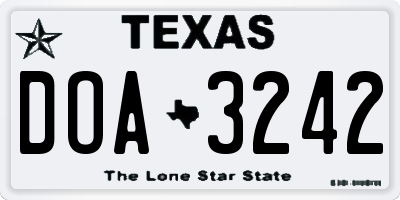 TX license plate DOA3242