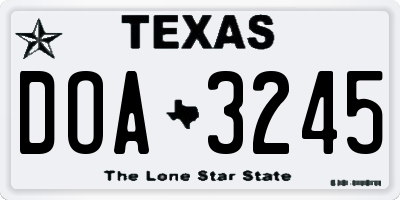 TX license plate DOA3245