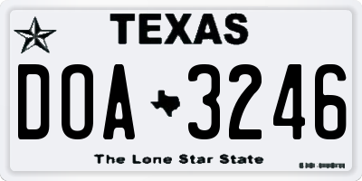 TX license plate DOA3246