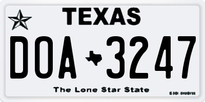 TX license plate DOA3247