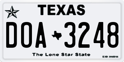 TX license plate DOA3248