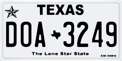 TX license plate DOA3249