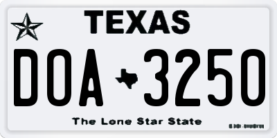 TX license plate DOA3250