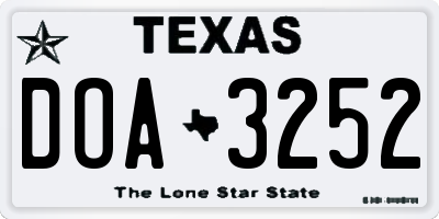 TX license plate DOA3252