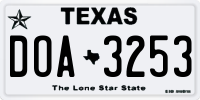 TX license plate DOA3253