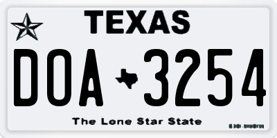 TX license plate DOA3254