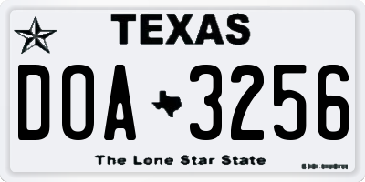 TX license plate DOA3256