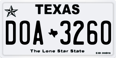TX license plate DOA3260