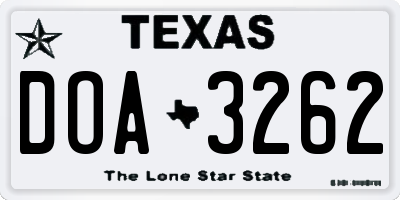 TX license plate DOA3262