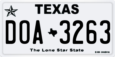 TX license plate DOA3263