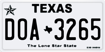 TX license plate DOA3265