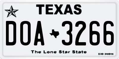 TX license plate DOA3266