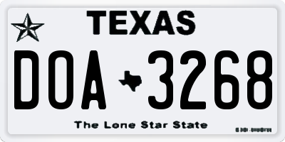TX license plate DOA3268