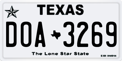 TX license plate DOA3269