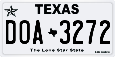 TX license plate DOA3272