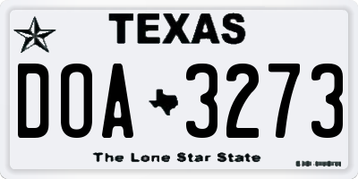TX license plate DOA3273