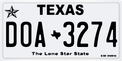 TX license plate DOA3274