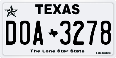 TX license plate DOA3278