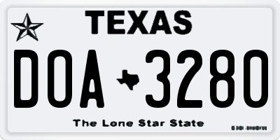 TX license plate DOA3280