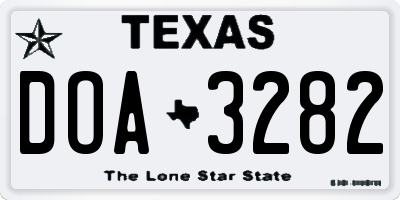TX license plate DOA3282