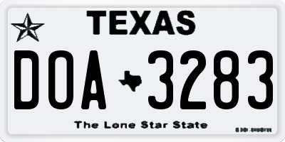 TX license plate DOA3283