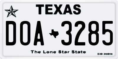 TX license plate DOA3285