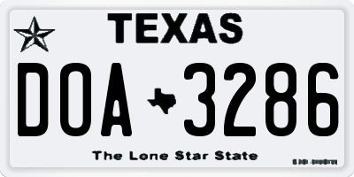 TX license plate DOA3286