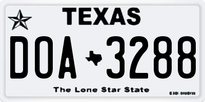 TX license plate DOA3288