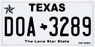 TX license plate DOA3289
