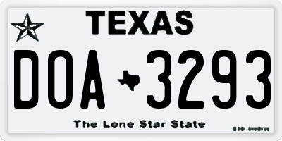 TX license plate DOA3293