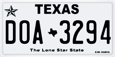 TX license plate DOA3294