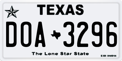 TX license plate DOA3296