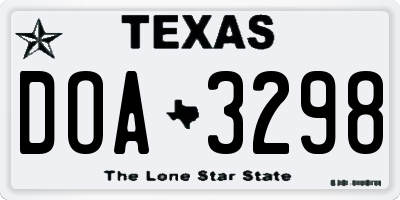 TX license plate DOA3298