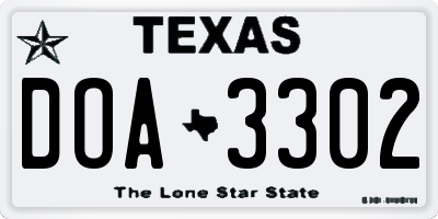 TX license plate DOA3302